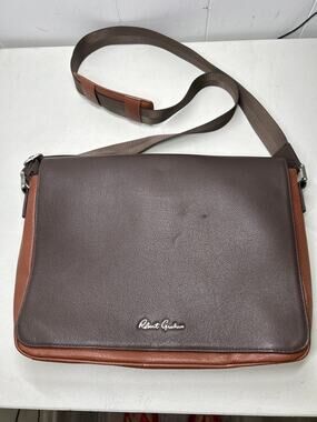 Robert Graham Walden Leather Messenger Bag in Dark Brown/Brown
